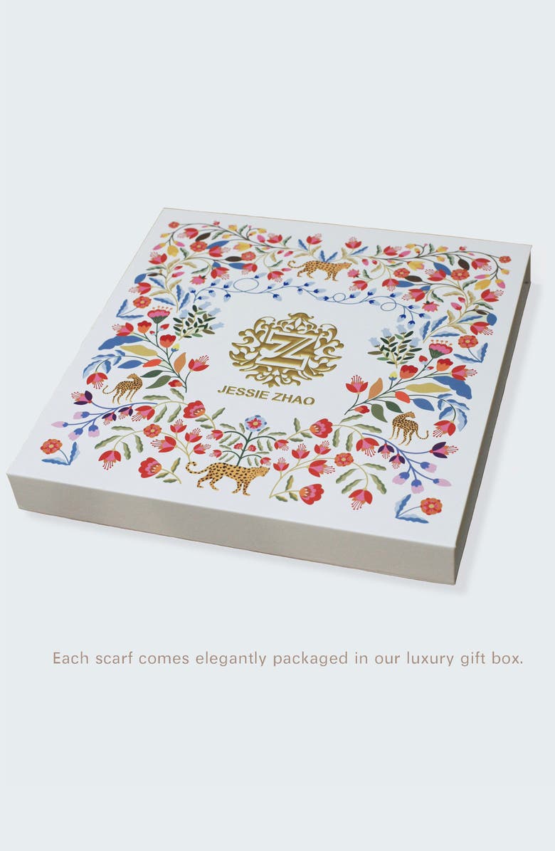 Jessie Zhao New York Blooming Night Double Sided Silk Scarf, Alternate, color, Black