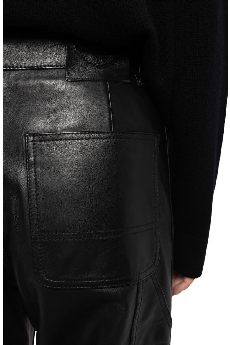 Perya Leather Wide Leg Pants, Alternate, color, BLACK