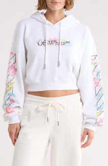 Off-White Crop Graphic Hoodie