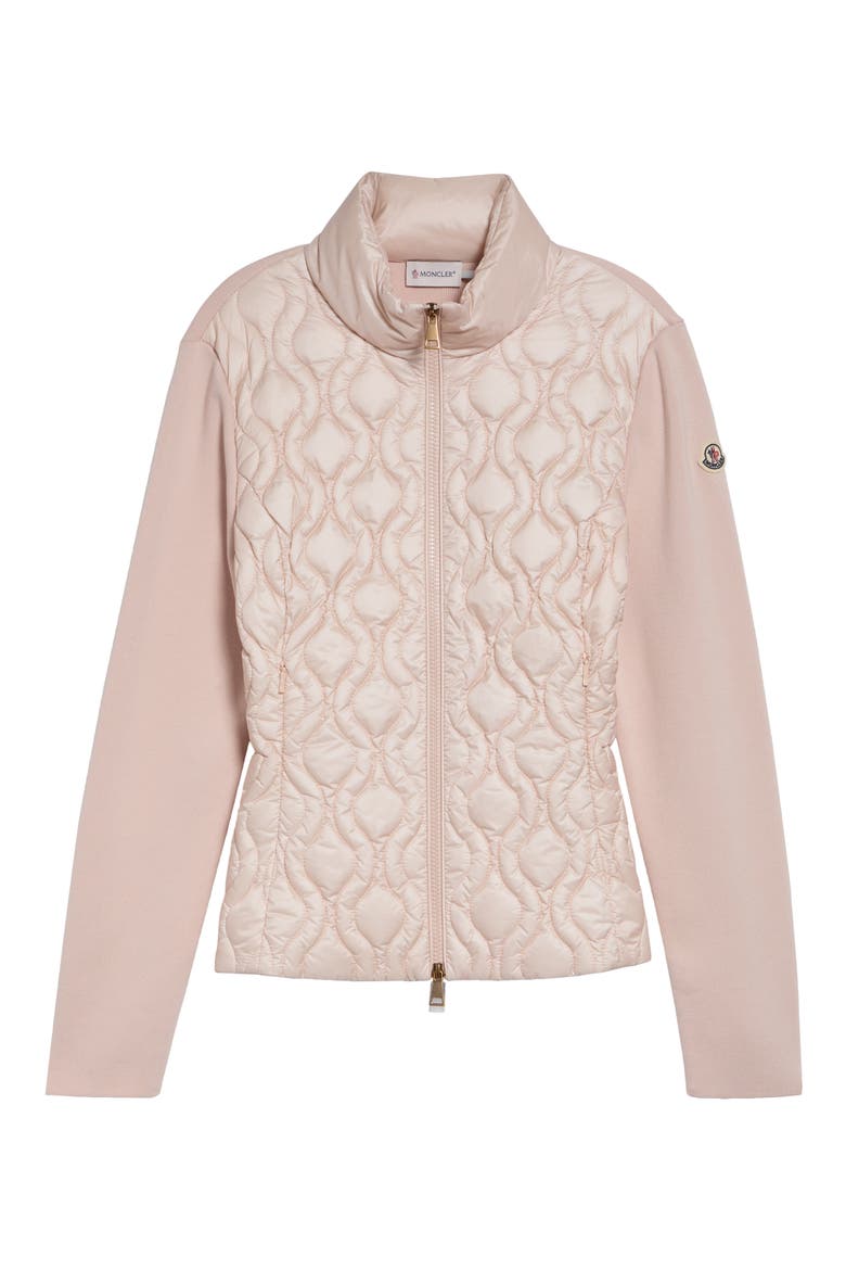 Mixed Media Down Cardigan, Alternate, color, PINK