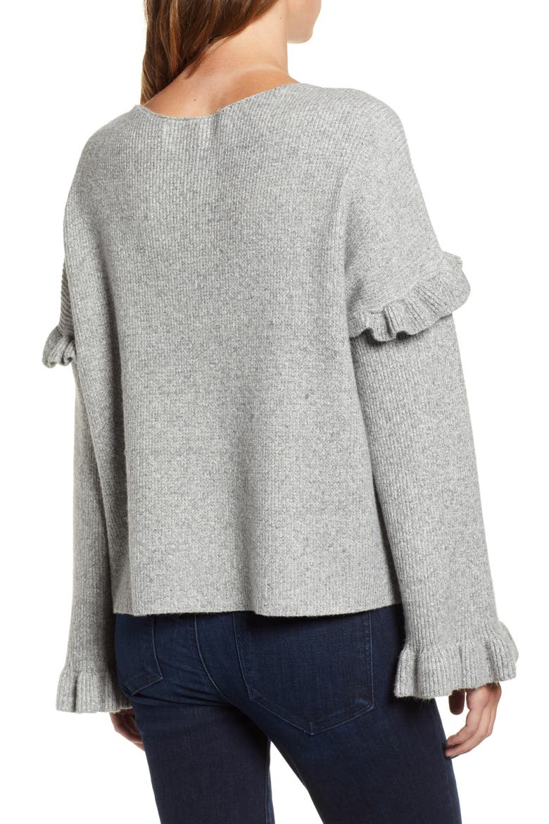 Ruffle Slouchy Sweater, Alternate, color, H GREY