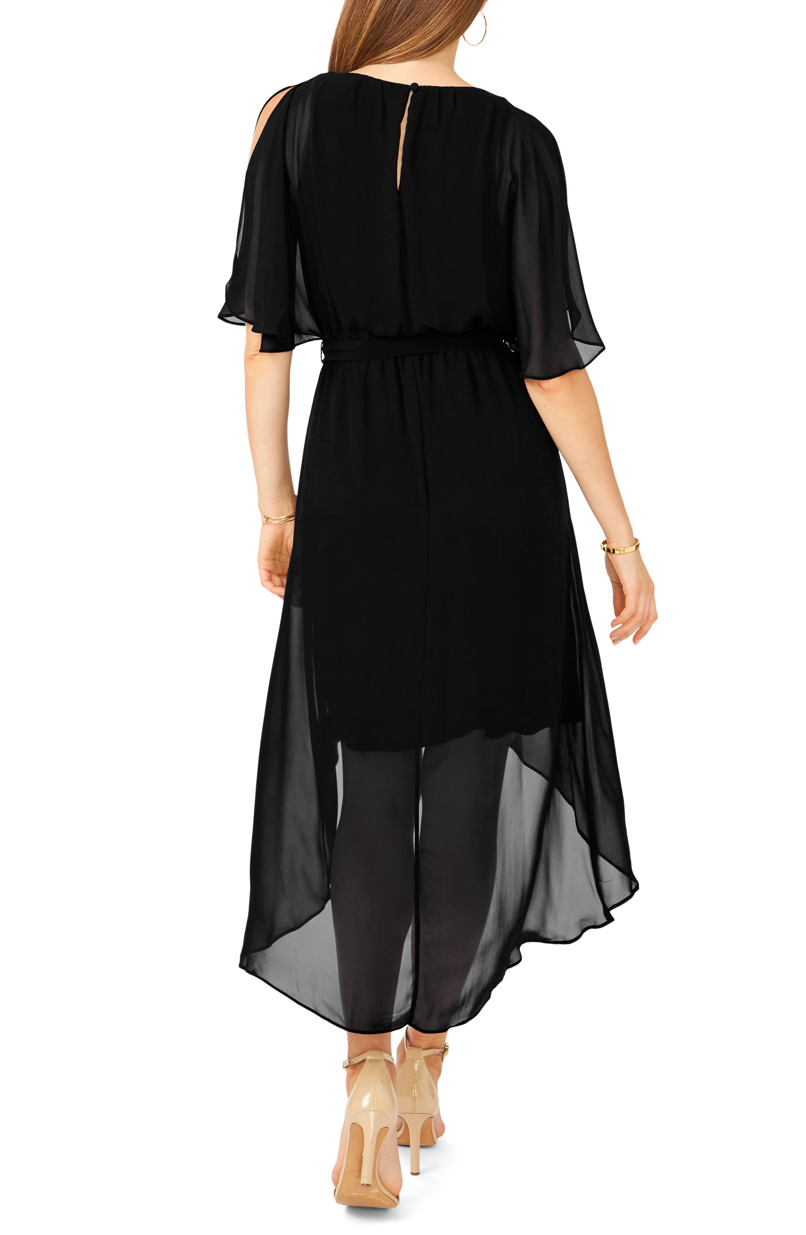 Flutter Sleeve Chiffon High-Low Dress - image 2