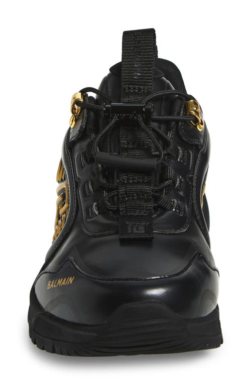 Balmain Cosmic Dust Glazed Leather Trainers In Black