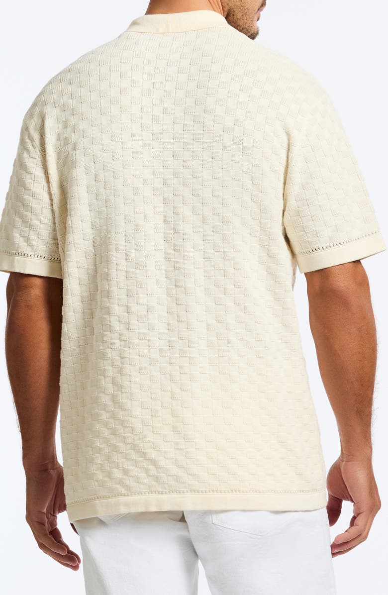 Robert Graham Ames Textured Short Sleeve Cotton Polo Sweater, Alternate, color, Cream