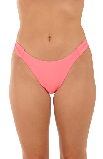 Citrus Solid Shirred Side Bikini Bottoms In Pink