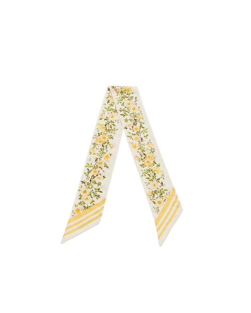 Fable England Cybele Floral Skinny Scarf In Yellow