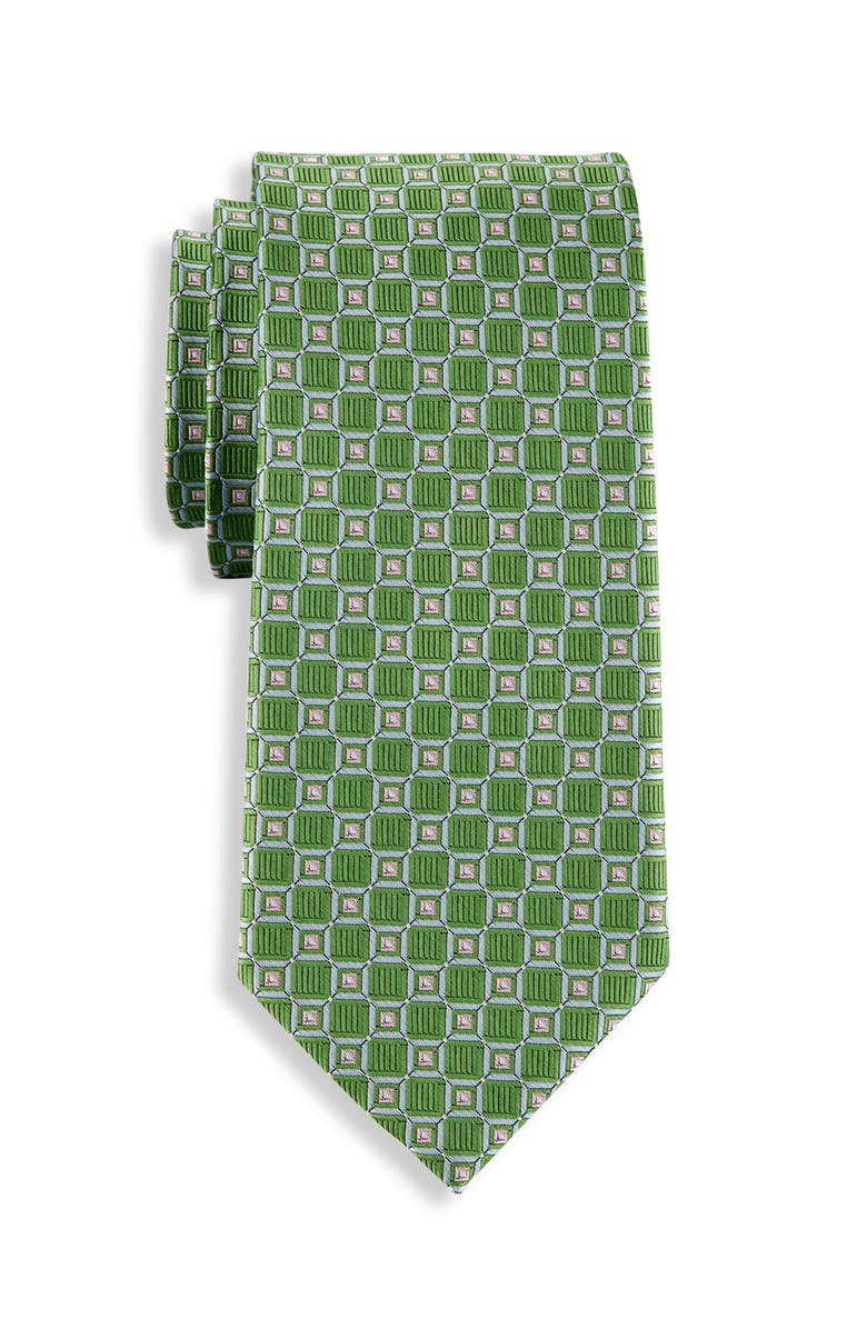 Oak Hill by DXL Big & Tall Geometric Patterned Tie V2, Main, color, Green