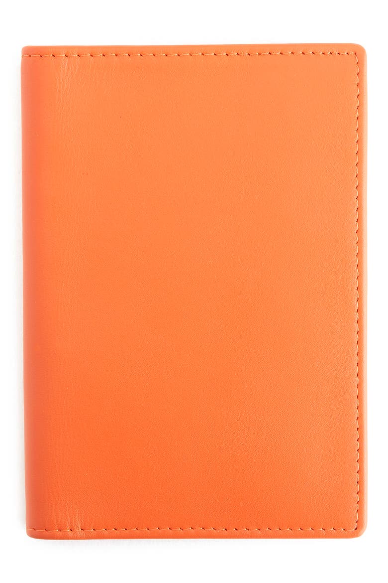 RFID Leather Passport Case, Main, color, ORANGE
