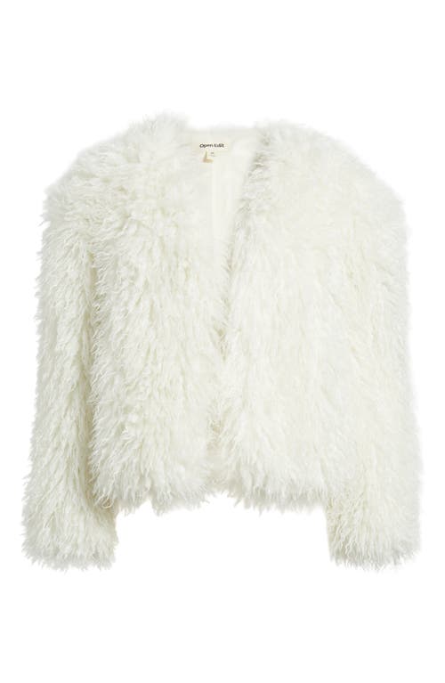 Open Edit Shaggy Faux Fur Open Front Jacket In White