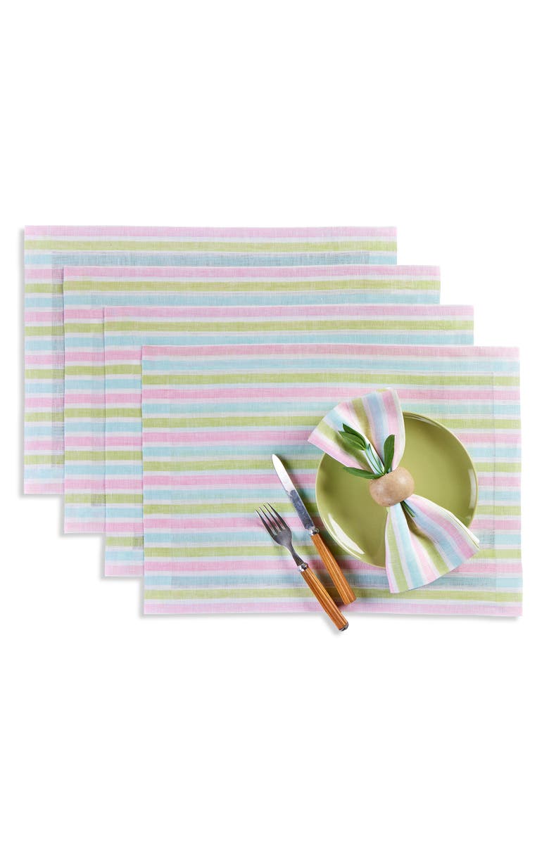 Solino Home Linen Placemats - Palm Beach Stripe, 14" x 19", Main, color, 