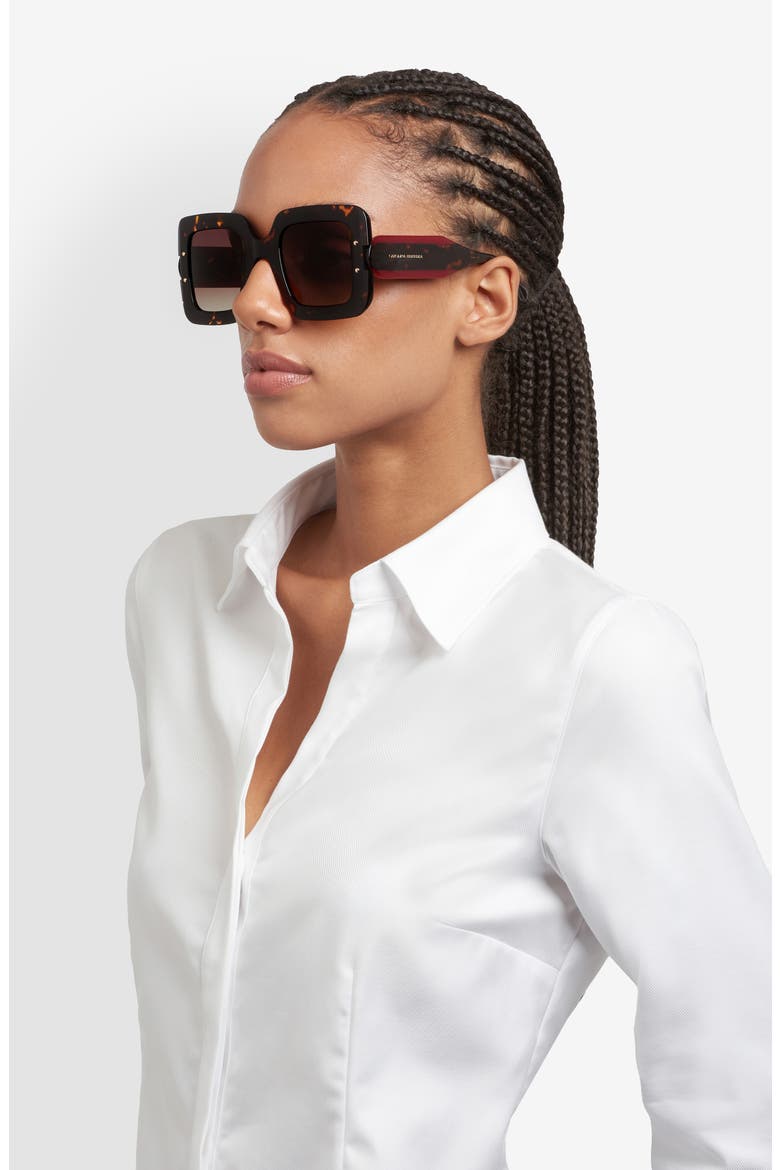 50mm Square Sunglasses, Alternate, color, HAVANA/ BROWN