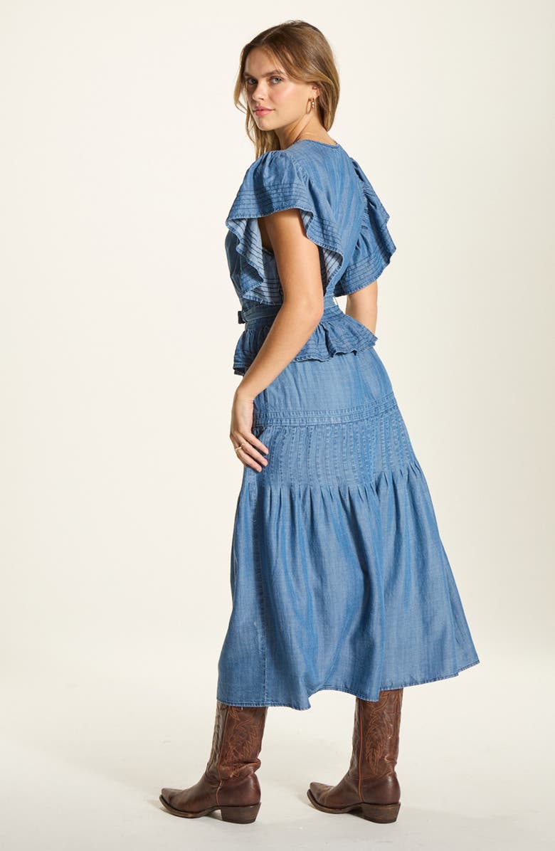WISHLIST Denim Tie Waist Midi Dress, Alternate, color, 