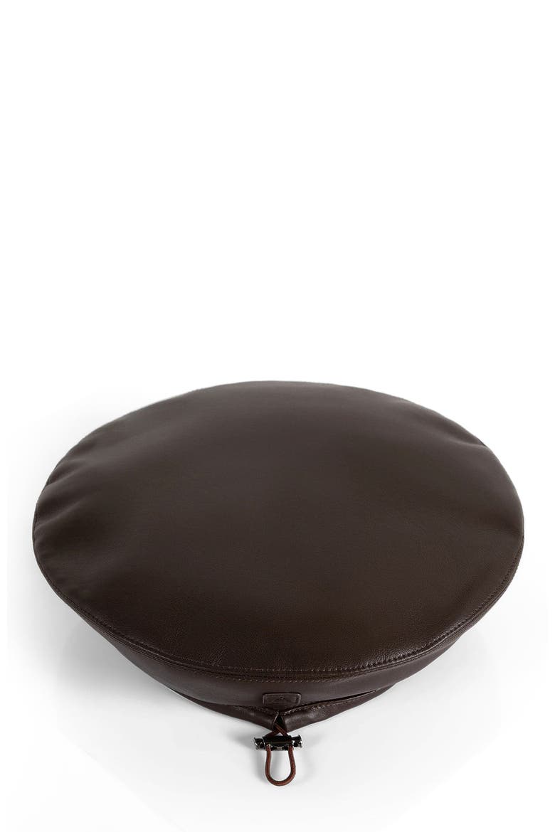 Anya Leather Beret, Alternate, color, Brown