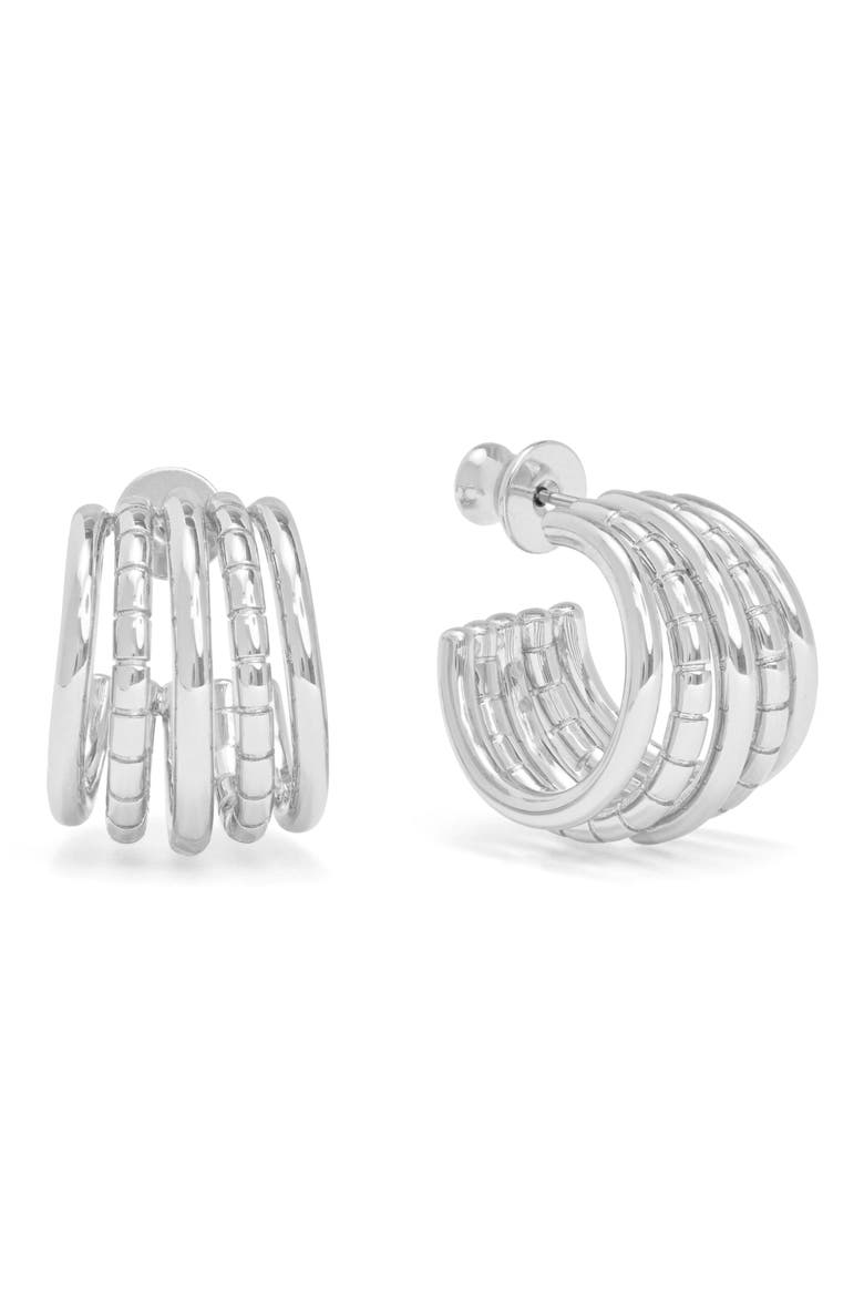 Talon 5-Row Hoop Earrings, Main, color, SILVER