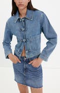 MANGO Toggle Crop Denim Jacket