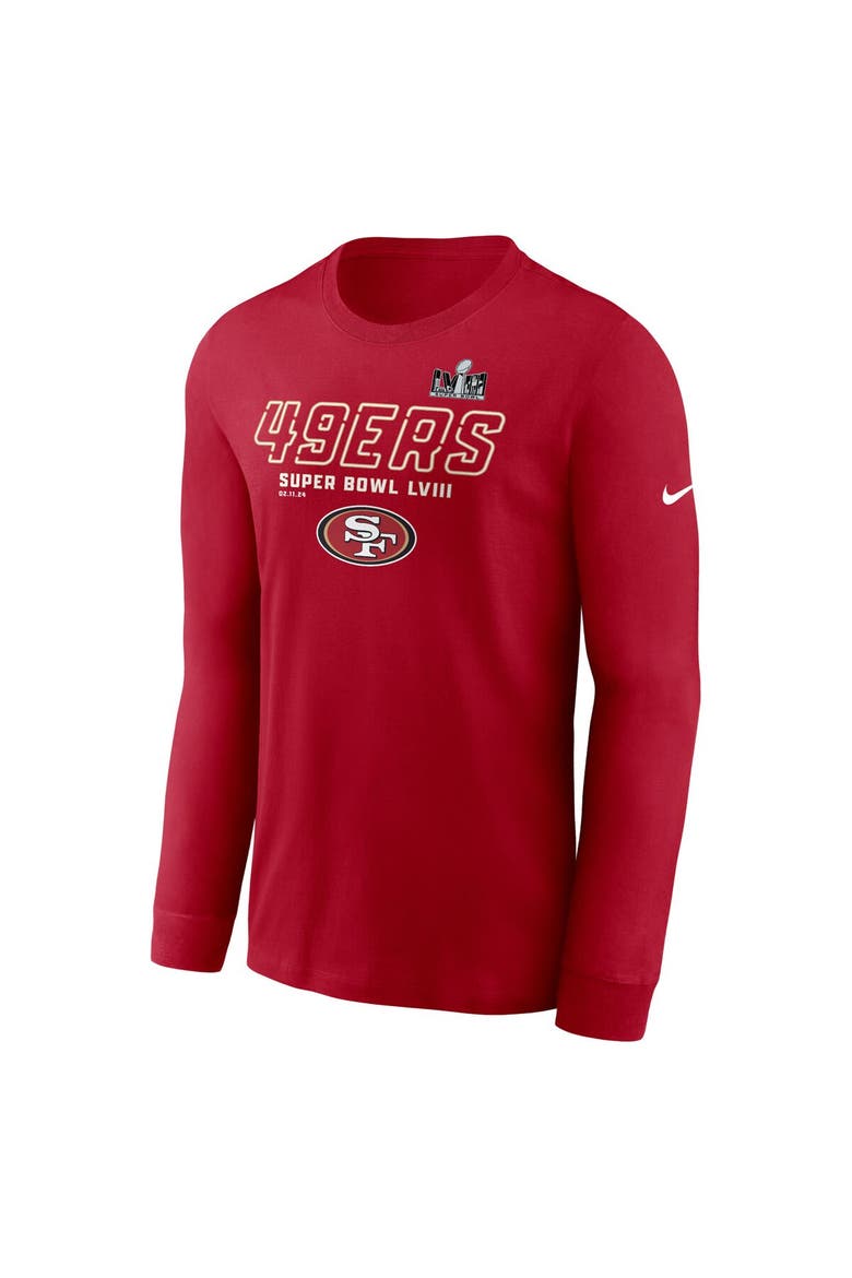 Men's Nike Scarlet San Francisco 49ers Super Bowl LVIII Iconic Long Sleeve T-Shirt, Alternate, color, Scarlet