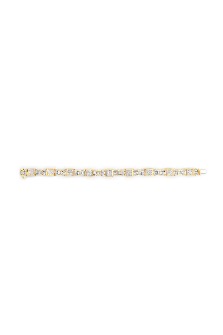 14K Yellow Gold 9.0 Cttw Diamond Alternating Bow and Box Link Bracelet, Alternate, color, Yellow Gold