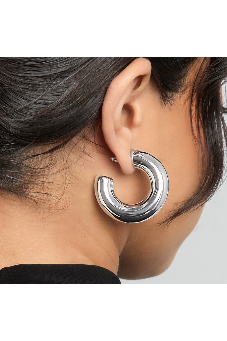 Chunky Silver-Tone Hoop Earrings, Alternate, color, Silver