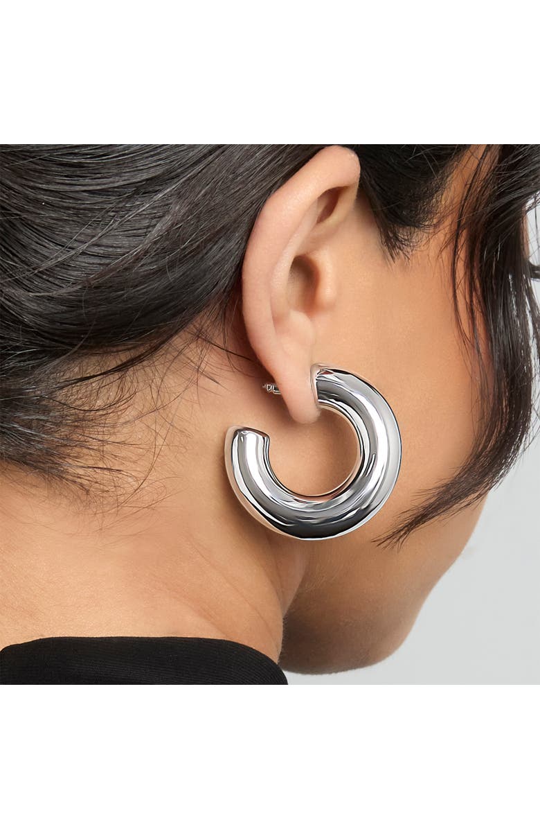 BCBG Generation Chunky Silver-Tone Hoop Earrings, Alternate, color, Silver