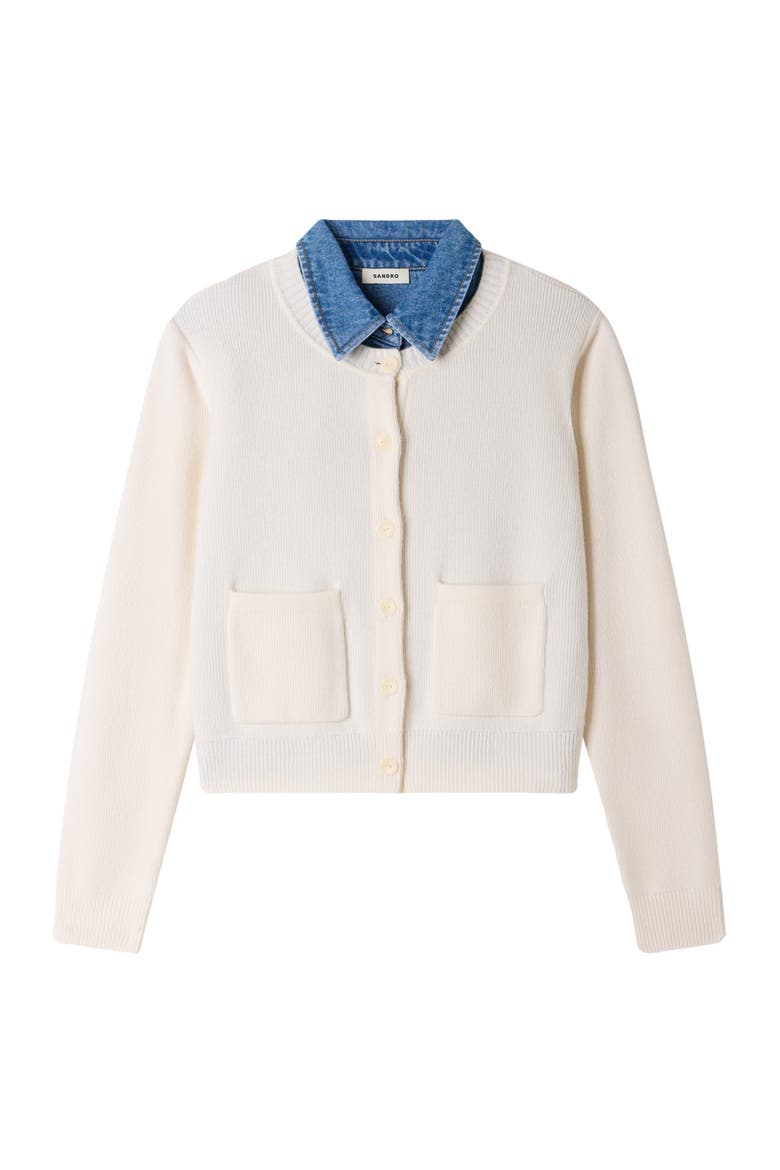 2-in-1 effect cardigan, Alternate, color, Ecru