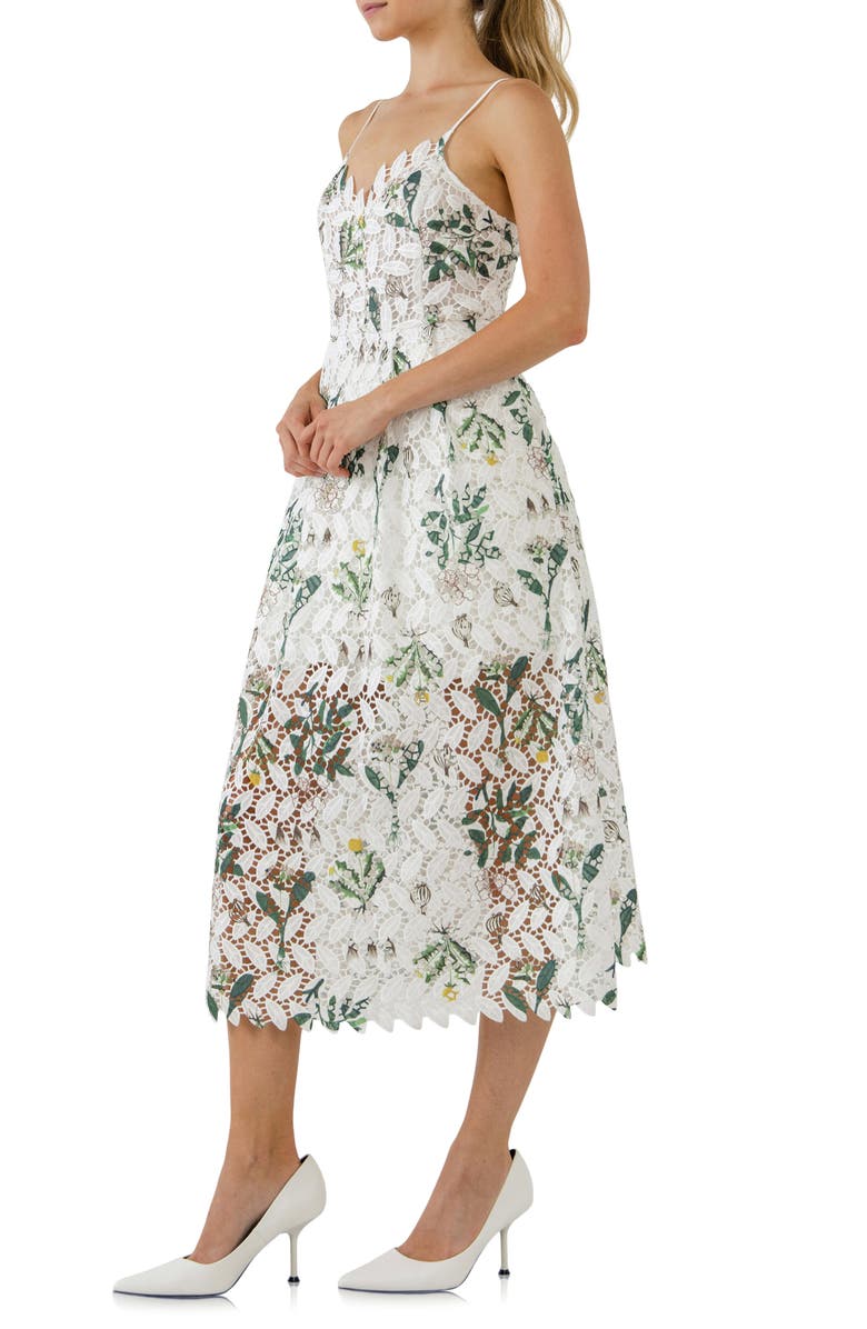 Endless Rose Floral Print Lace Midi Dress, Alternate, color,