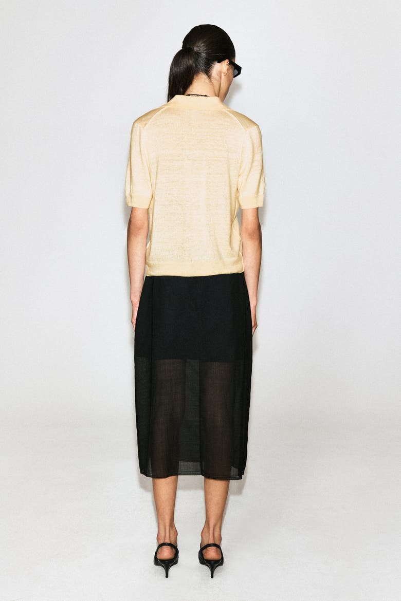 Knitted Linen-merino Short-sleeved Shirt, Alternate, color, YELLOW