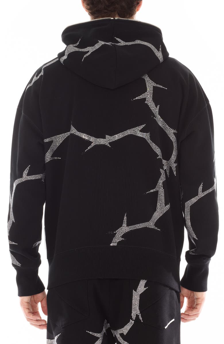 HVMAN Embellished Zip-Up Hoodie, Alternate, color, Black/ Thorn
