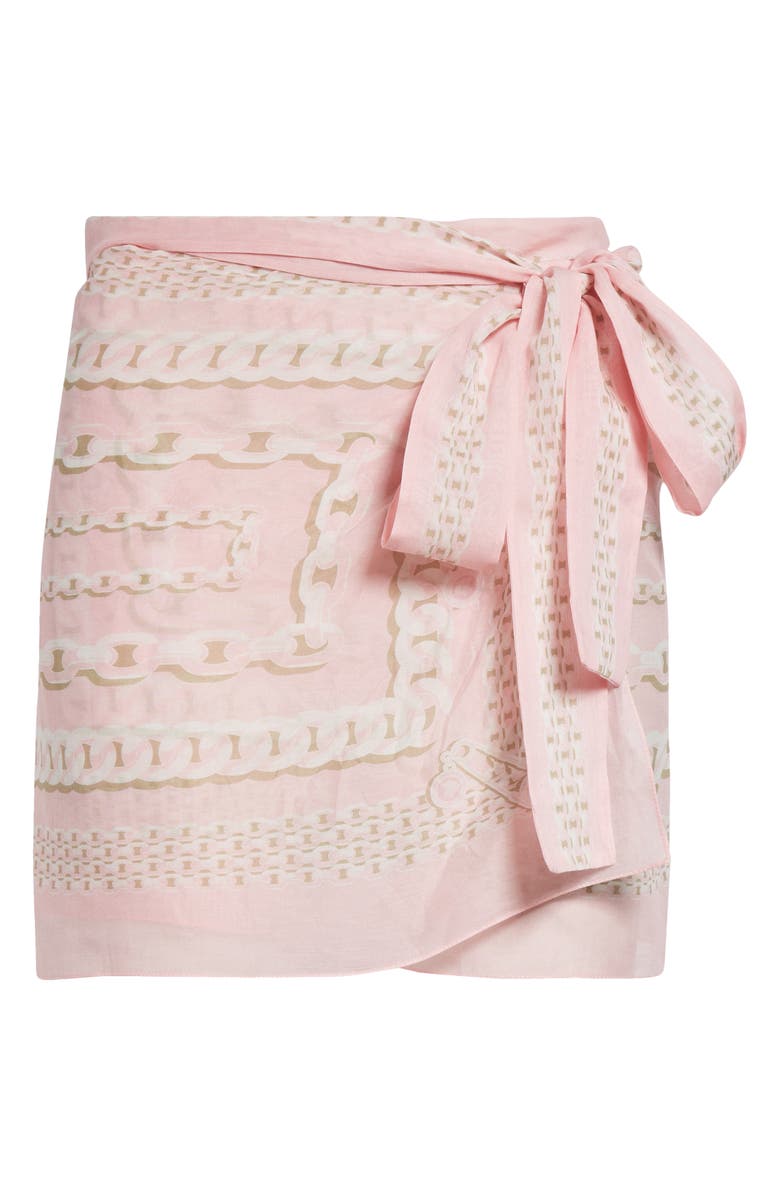 Versace Treasure Print Cotton & Silk Sarong Cover-Up, Alternate, color, 