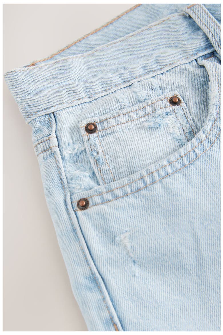 Slouchy Cutoff Denim Shorts, Alternate, color, BLUE