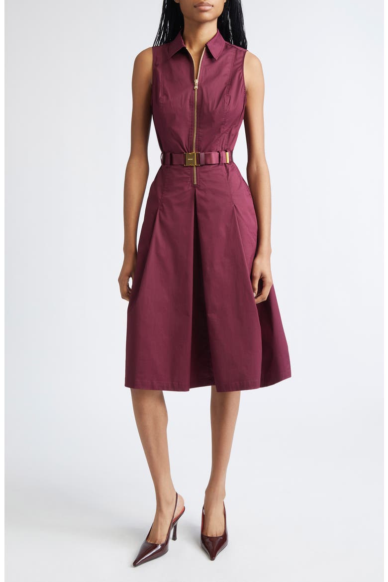 Kylo Belted Cotton Blend Shirtdress, Main, color, DARK PORT