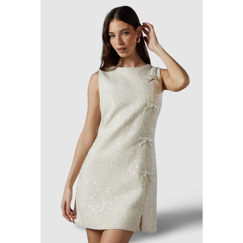 Coast Sequin Boucle Shift Dress In White