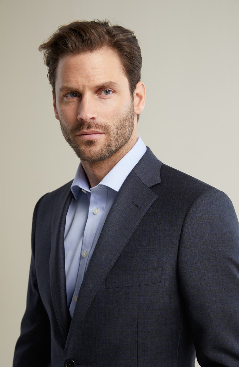 Samuelsohn Contemporary Fit Skarkskin Wool Suit, Alternate, color, Charcoal