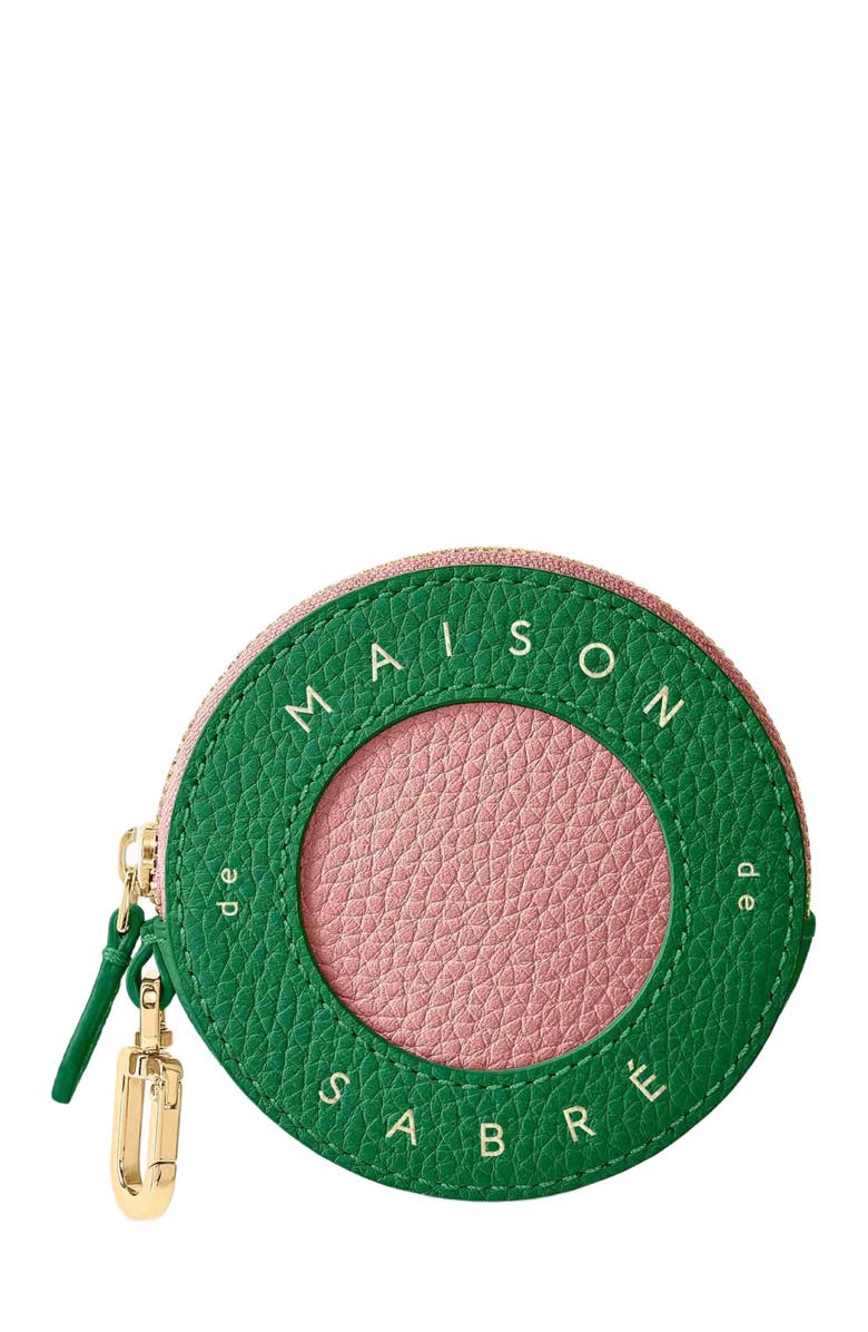 MAISON de SABRÉ Leather Coin Purse, Main, color, Emerald Lily