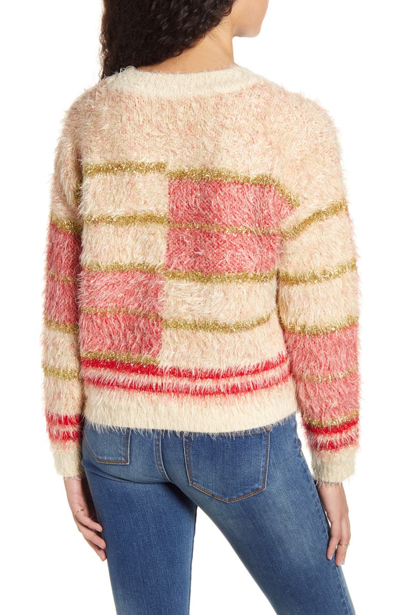 MINKPINK Odessa Metallic Eyelash Chenille Sweater, Alternate, color, 