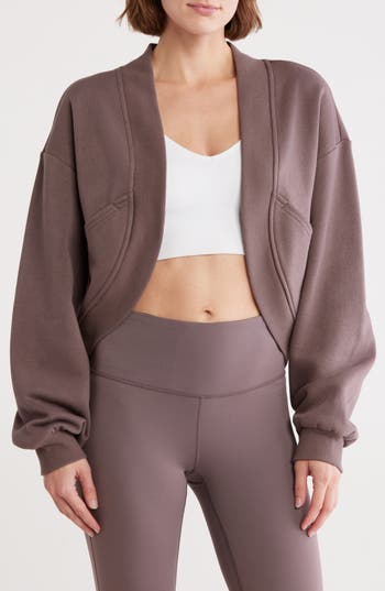 Z By Zella Feather Fleece Shrug Cardigan In Gray