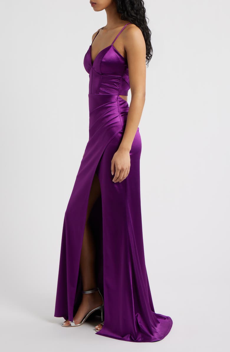 Emerald Sundae Satin Corset Gown, Alternate, color, Boysenberry