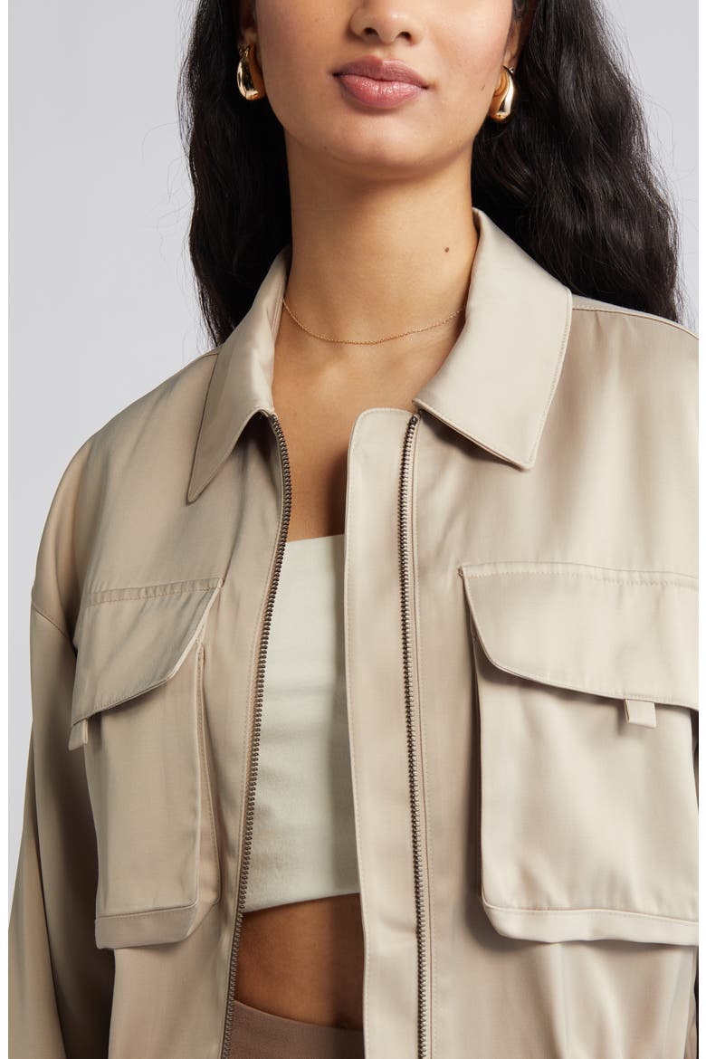 Satin Utility Jacket, Alternate, color, TAN OXFORD