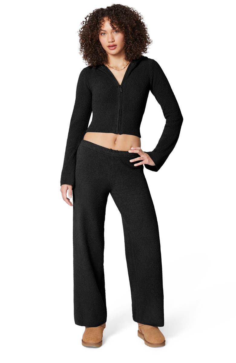 Florence by Mills Cozy Crop Zip Sweater Hoodie, Alternate, color, Black