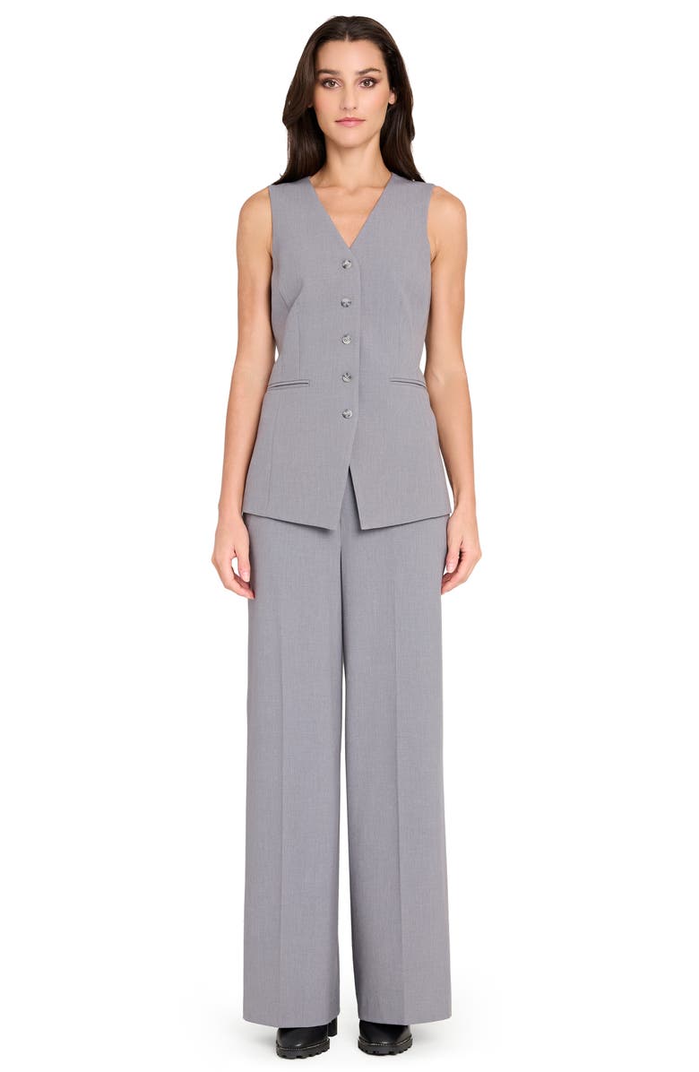 Tahari ASL Button-Up Vest, Alternate, color, Heather Grey