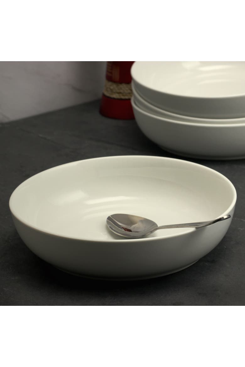 Extra Wide 8.5 in. Stoneware Dinner and Serving Bowls , Set of 4, Alternate, color, White