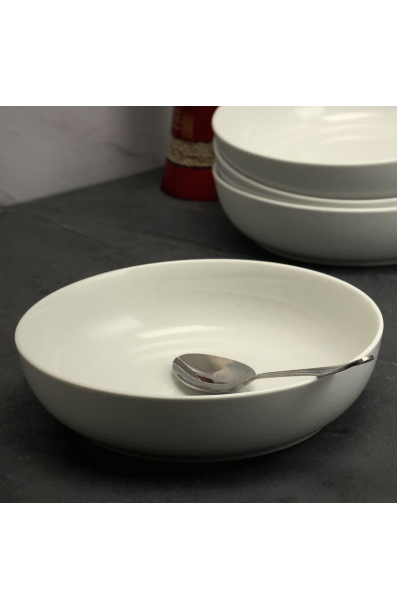 Gibson Home Extra Wide 8.5 in. Stoneware Dinner and Serving Bowls , Set of 4, Alternate, color, White