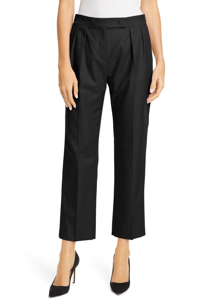 Lucas Straight Leg Gabardine Ankle Pants, Main, color, BLACK