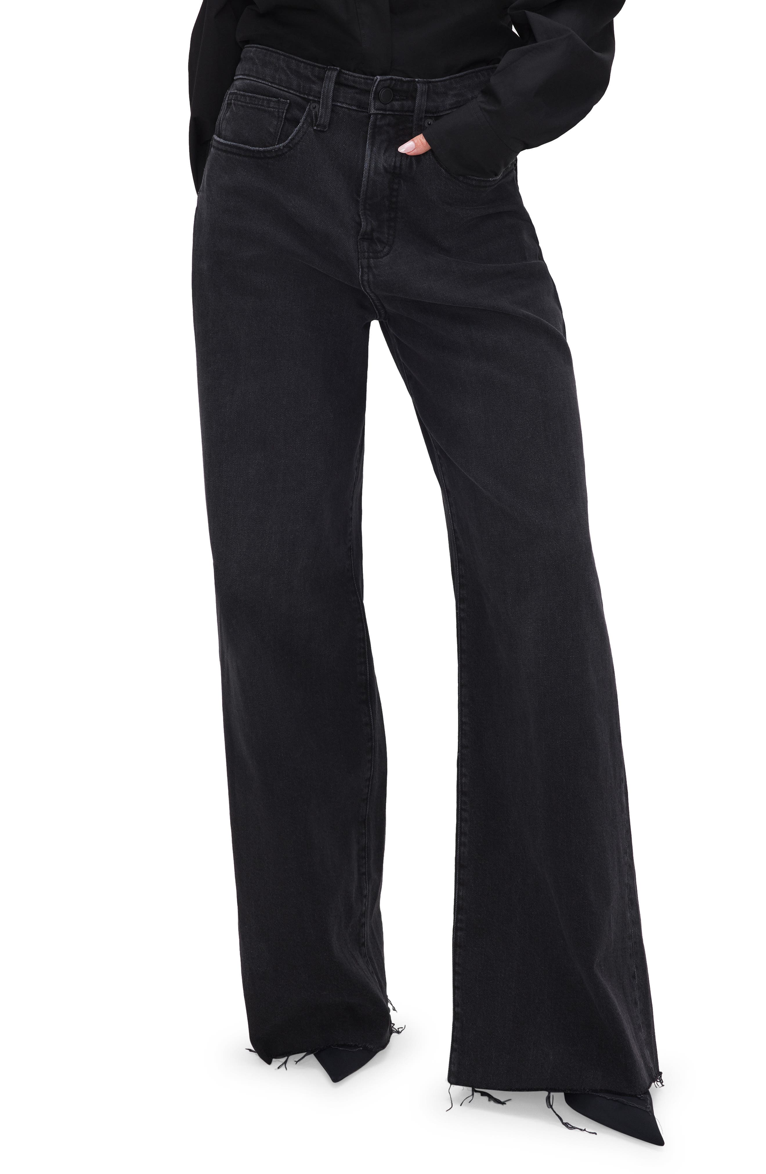 Good American Good Ease Wide Leg Jeans