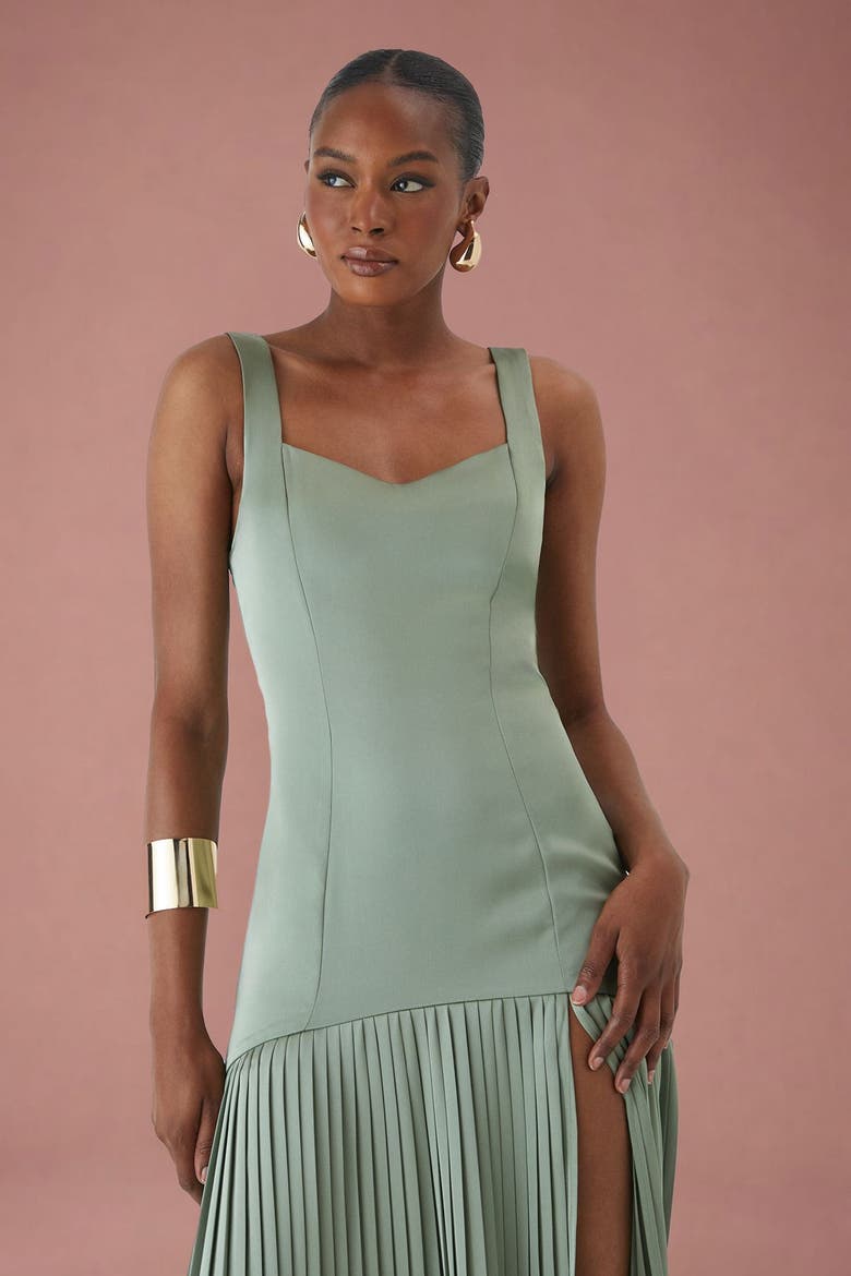 Premium Pleated Skirt Bridesmaid Dress, Alternate, color, Sage