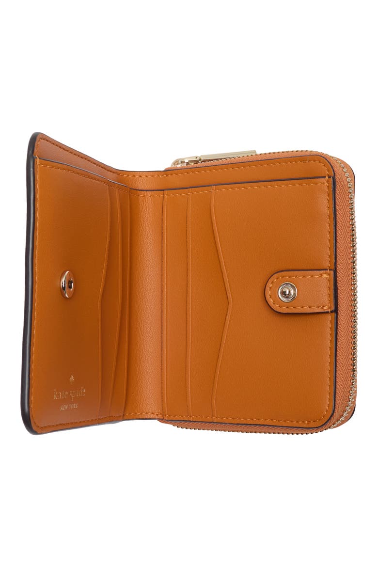 staci saffiano leather wallet, Alternate, color, ORANGE JASPER