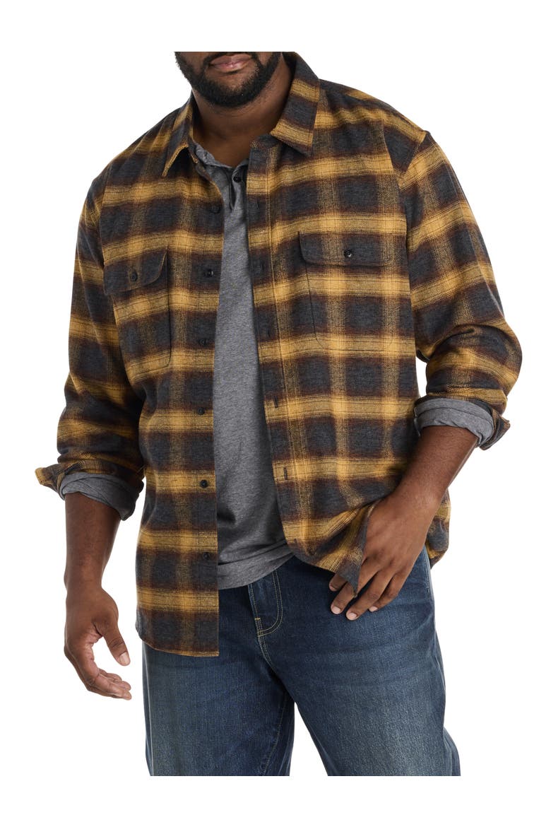 Big & Tall  Plaid Cloud Soft Flannel Sport Shirt, Main, color, RUST MULTI