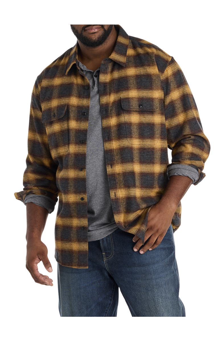 Lucky Brand Jeans Big & Tall Plaid Cloud Soft Flannel Sport Shirt, Main, color, Rust Multi