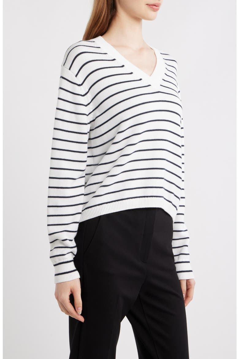 Waverly Crop Stripe Sweater, Alternate, color, IVORY/ NOCTURNE NAVY