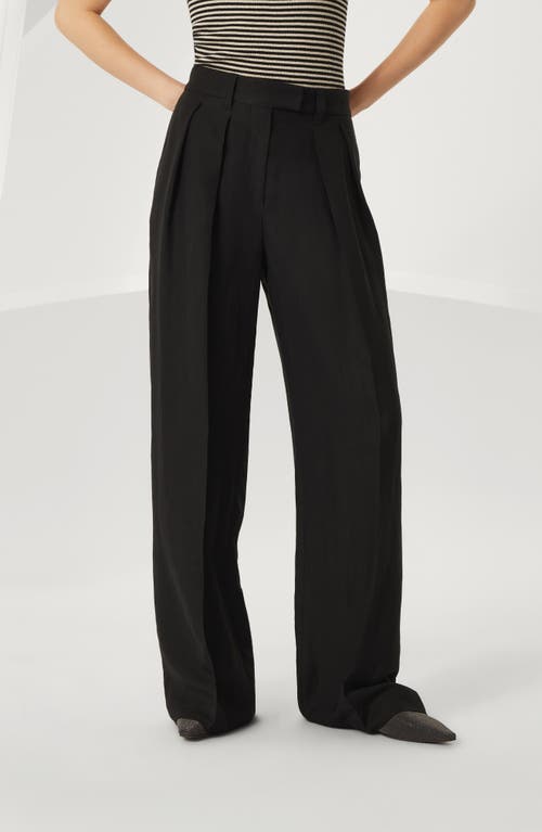 Brunello Cucinelli Women's Wide Tropical Luxury Trousers In Black