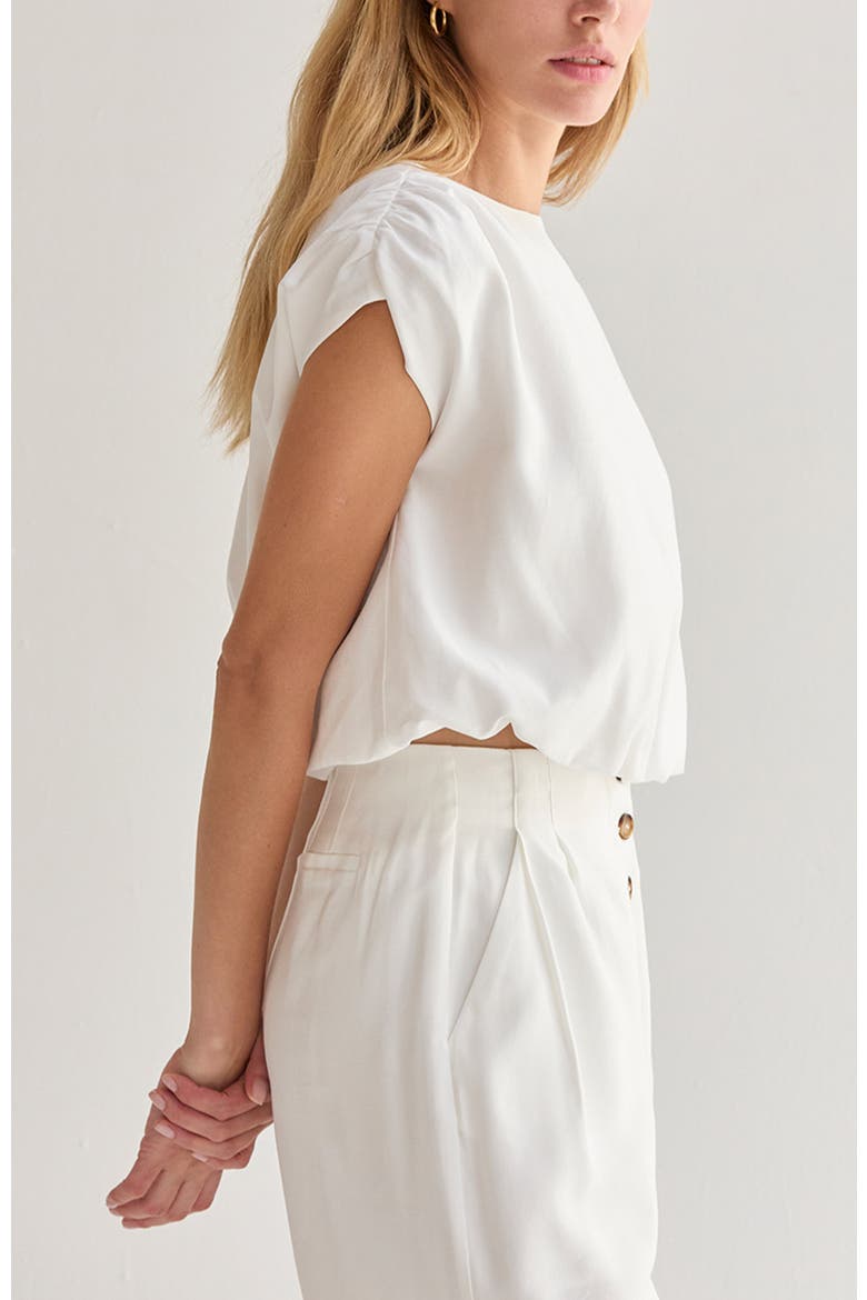 Cap Sleeve Bubble Hem Top, Alternate, color, Ivory